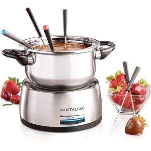 NIB Nostalgia Electric Fondue Set with Colorful Forks